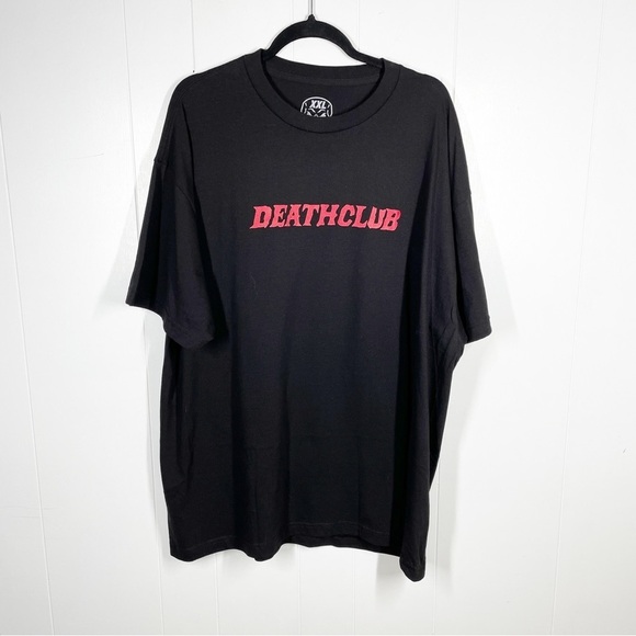 Death Club Skull Machine Gun Graphic Black Short Sleeve Tee 2X - Picture 2 of 5